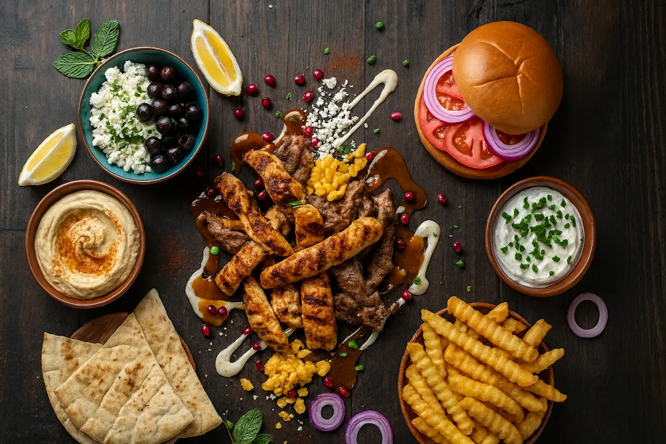 Fresh Mediterranean fusion cuisine at Flame and Bite - Mediterranean restaurant in Bowness, Calgary, AB